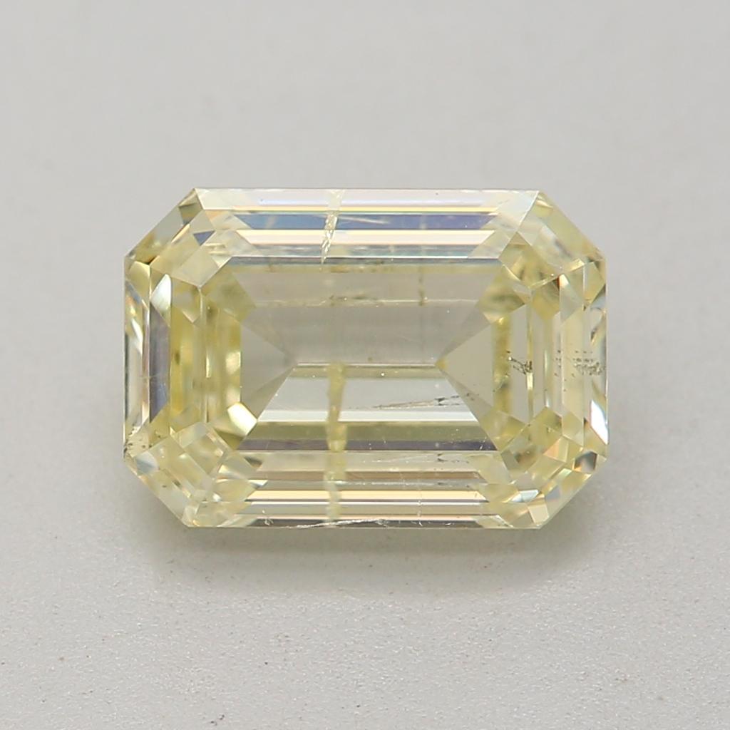 GIA-zertifiziert 1,03 Karat Fancy Hellgelber I1 Reinheitsgrad Diamant (Smaragdschliff) im Angebot