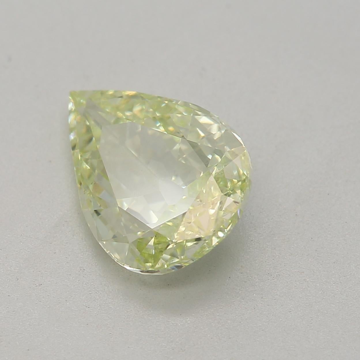 Taille poire Diamant fantaisie jaune vert de 1,03 carat de pureté SI1 certifié GIA en vente
