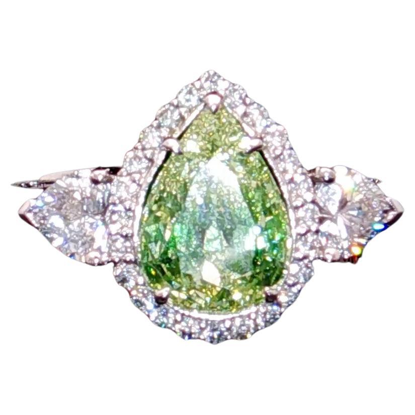 Bague en diamant certifié GIA 1,03 carat Fancy Yellow Green SI1