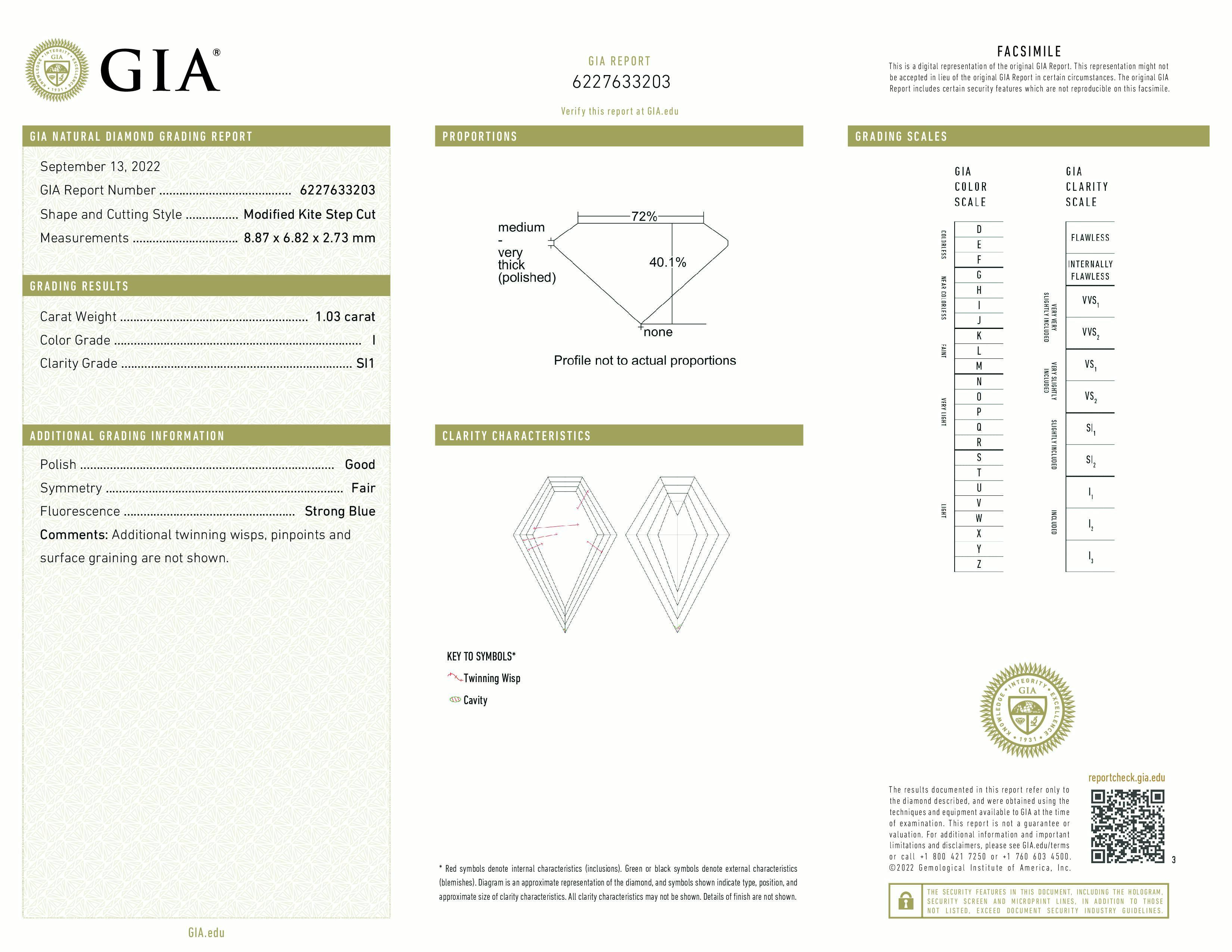 GIA Certified 1.03 Carat Kite Shaped Natural Diamond Ring For Sale 9