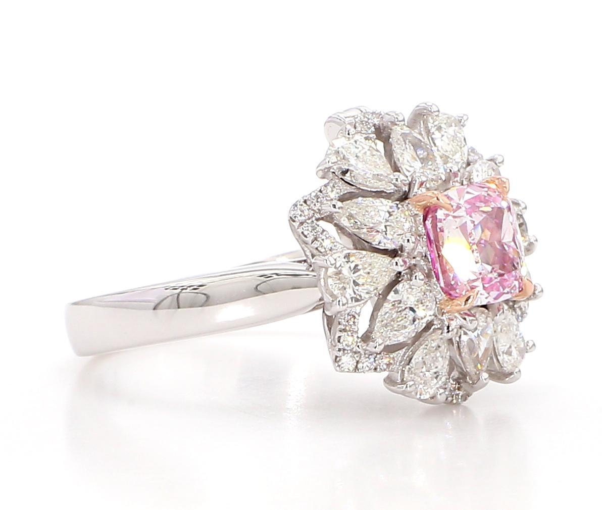 GIA Certified 1.03 Carat Light Pink Diamond 18K Gold Ring For Sale 2