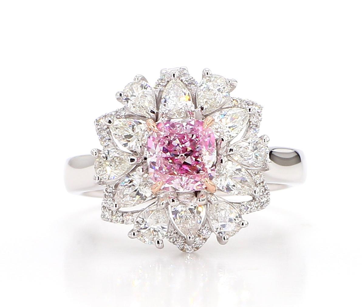 GIA Certified 1.03 Carat Light Pink Diamond 18K Gold Ring For Sale 3