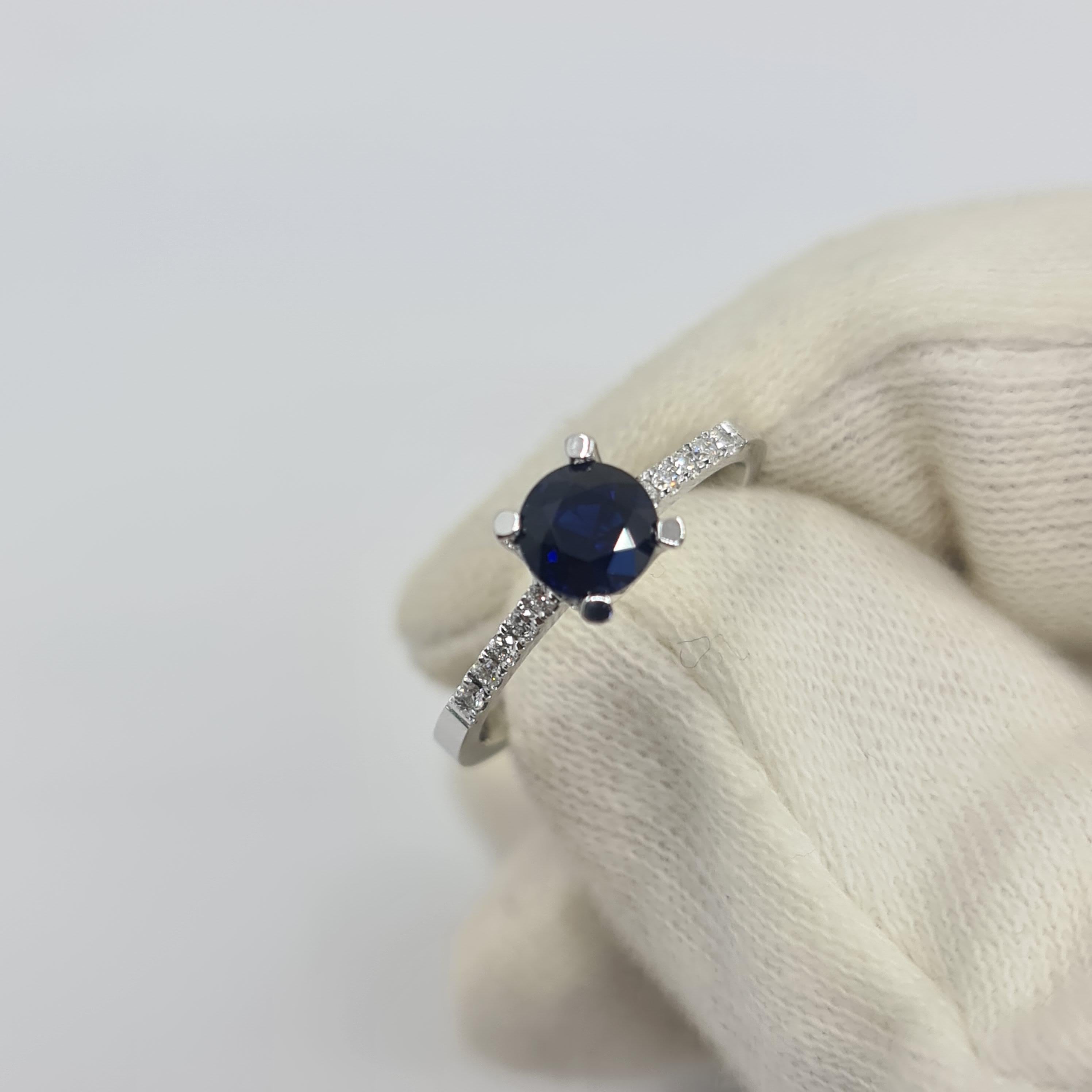GIA Certified 1.03 Carat Natural, not heated, Sapphire and Diamonds Ring For Sale 8