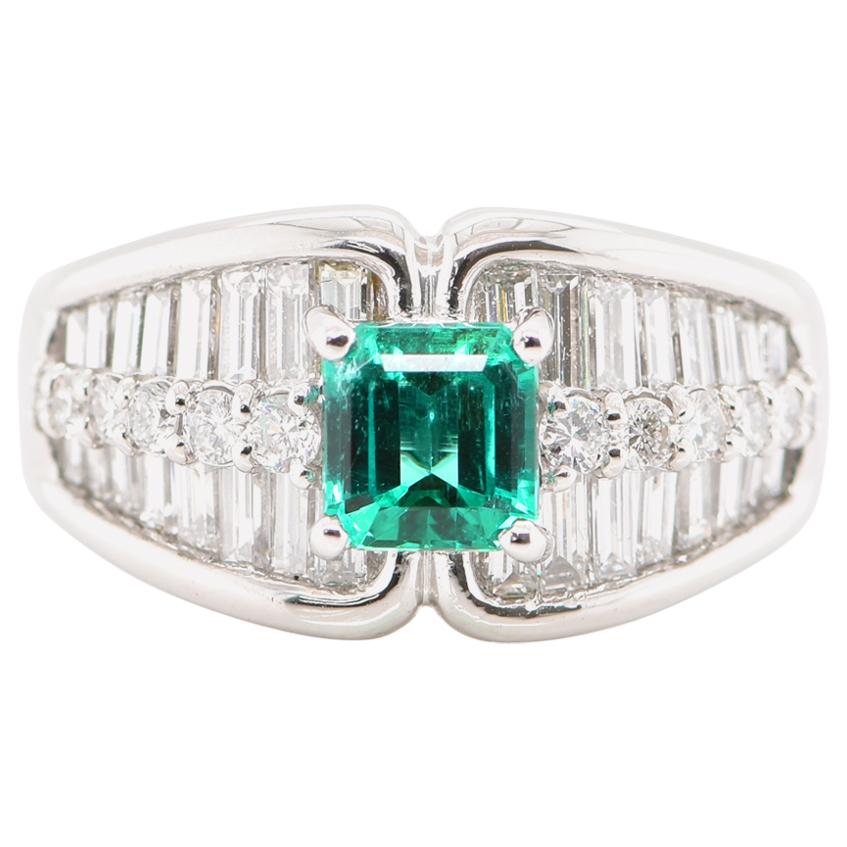 GIA Certified 1.03 Carat 'No Oil' (Untreated) Colombian Emerald Ring