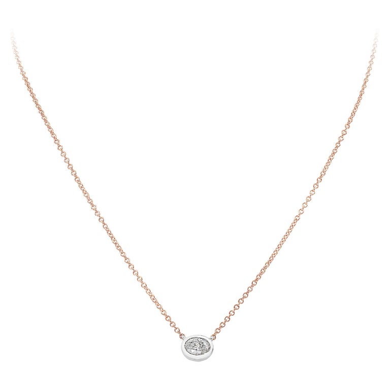 GIA Certified 1.03 Carat Oval Cut Diamond Bezel Pendant Necklace For Sale