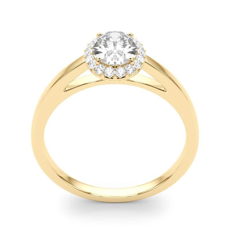 Anello con diamante aureolato ovale certificato GIA da 1,03 carati in oro giallo 18 carati In condizioni Nuovo in vendita a New York, NY
