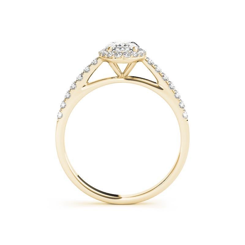 Taglio ovale GIA Certified 1,03 Carat Oval Halo Pave Cathedral 18K Yellow Diamond Ring in vendita