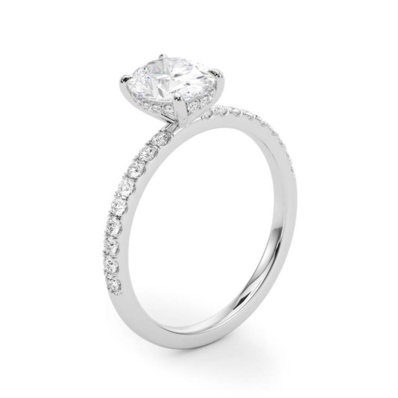 GIA Certificado 1.03 Quilate Oval Halo Oculto Pave  Anillo de diamantes en venta 1