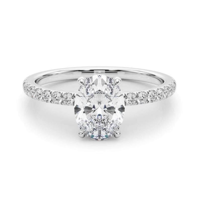 GIA Certificado 1.03 Quilate Oval Halo Oculto Pave  Anillo de diamantes