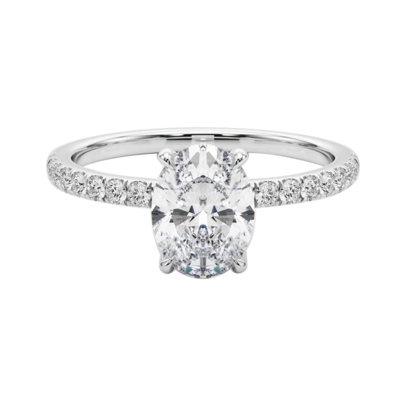 GIA Certified 1.03 Carat Oval Hidden Halo Pave  Diamond Ring