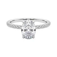 GIA Certified 1.03 Carat Oval Hidden Halo Pave  Diamond Ring