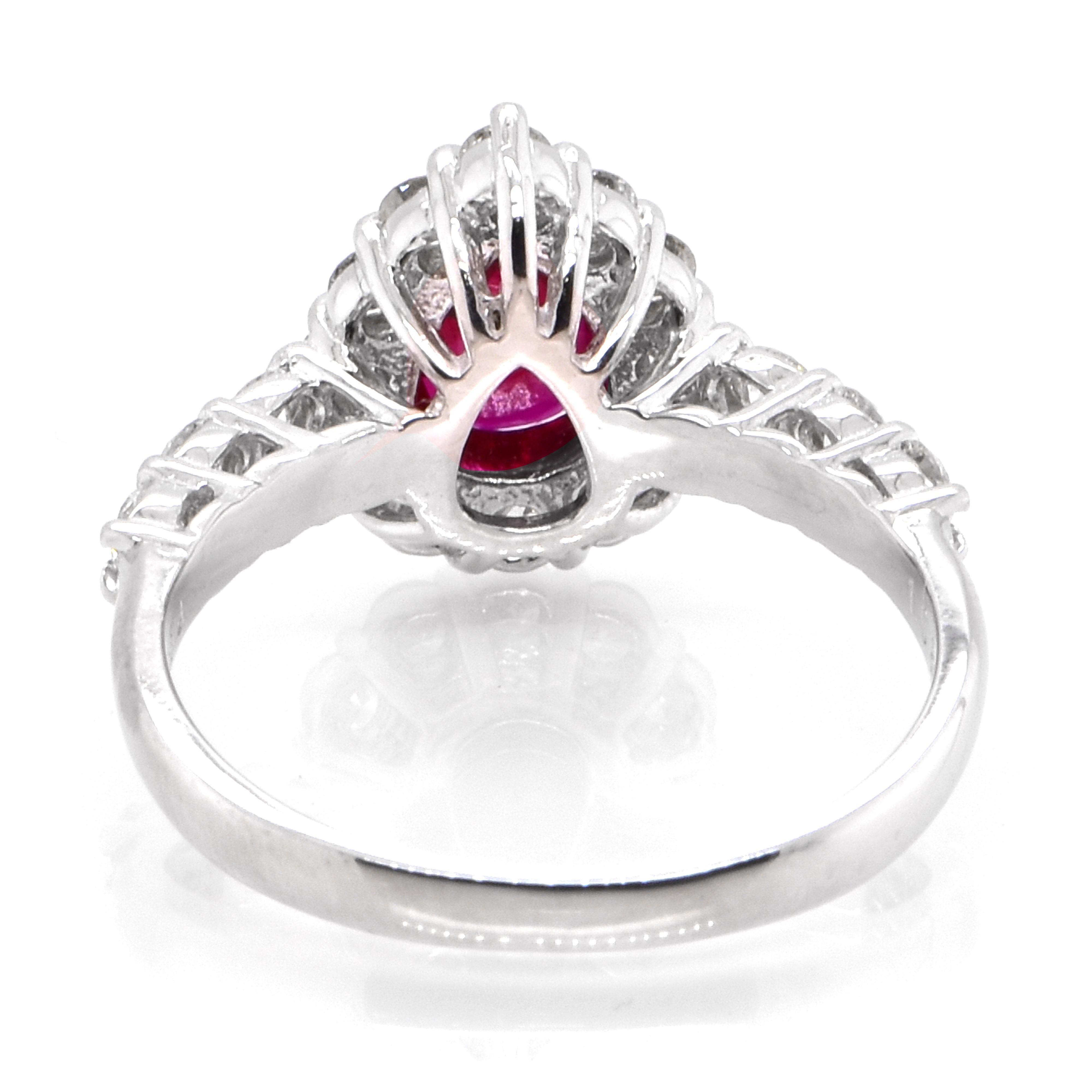 GIA Certified 1.03 Carat, Pigeon Blood Red, Burmese Ruby Ring Made in Platinum In New Condition For Sale In Tokyo, JP