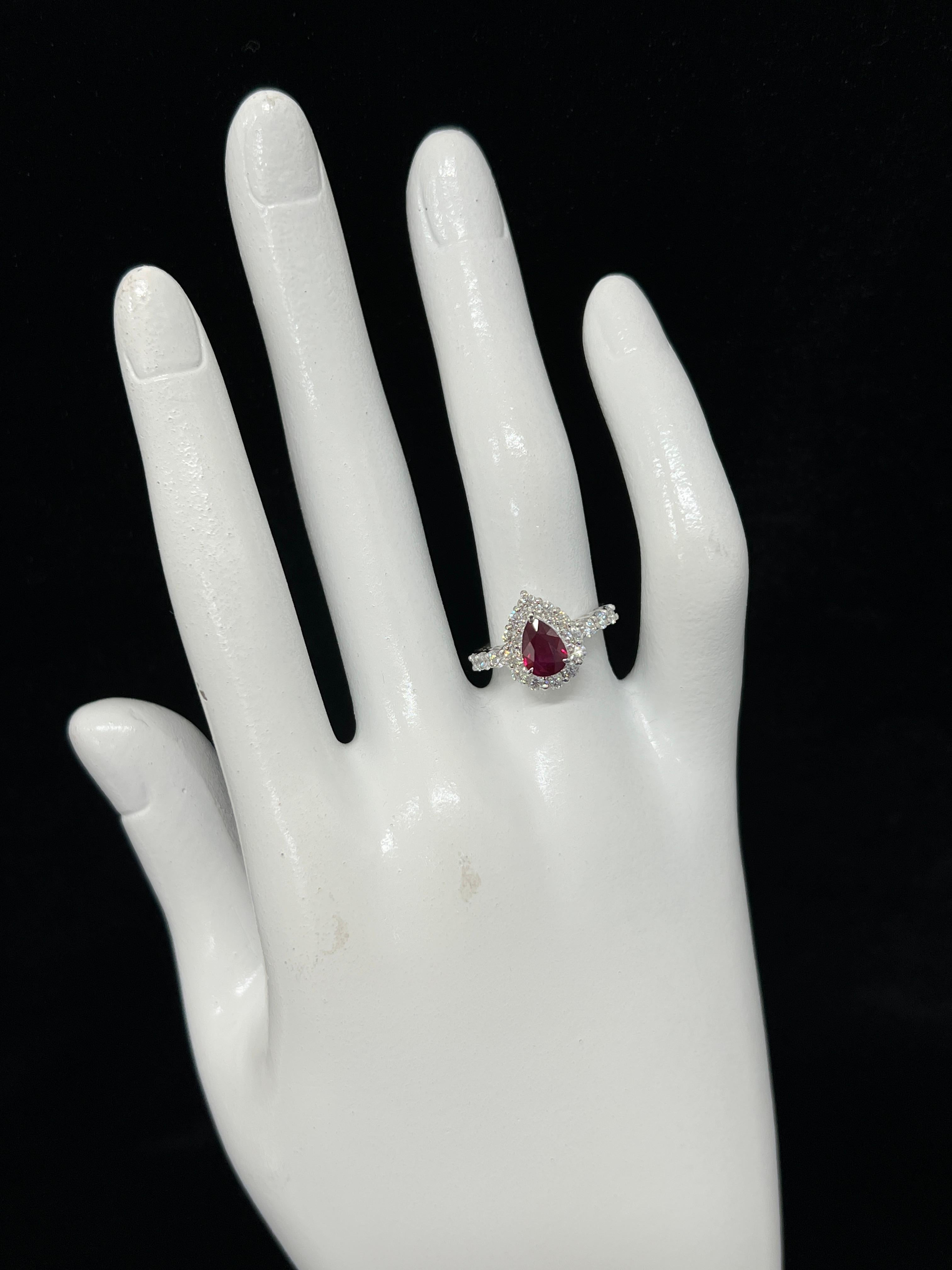 GIA Certified 1.03 Carat, Pigeon Blood Red, Burmese Ruby Ring Made in Platinum For Sale 1