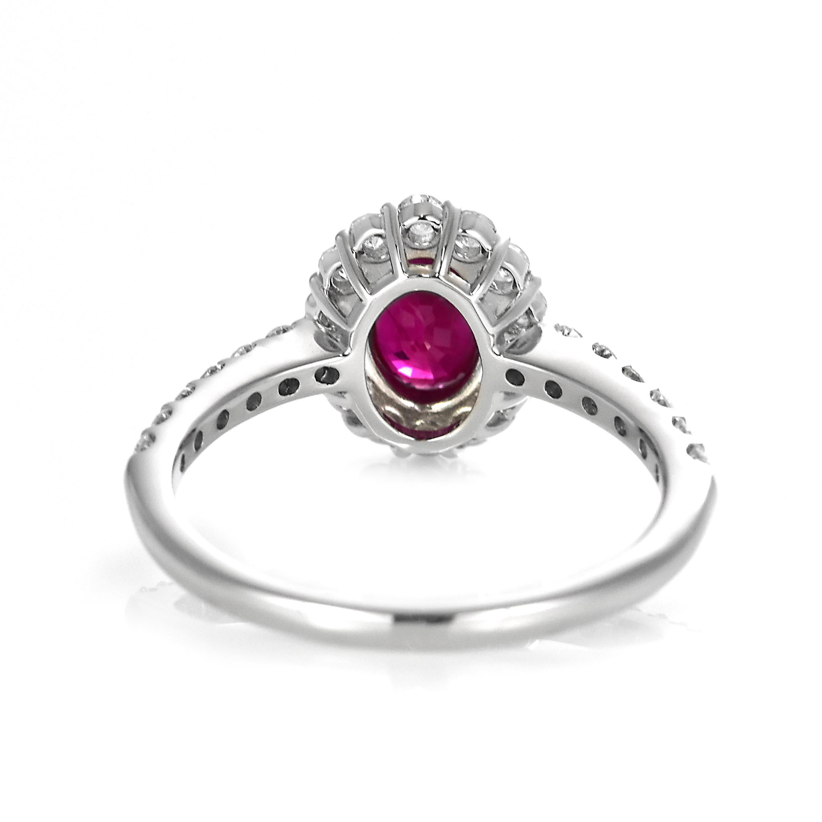 GIA Certified 1.03 Carat Pigeon's Blood Red Burmese Ruby Ring Made in Platinum For Sale 6