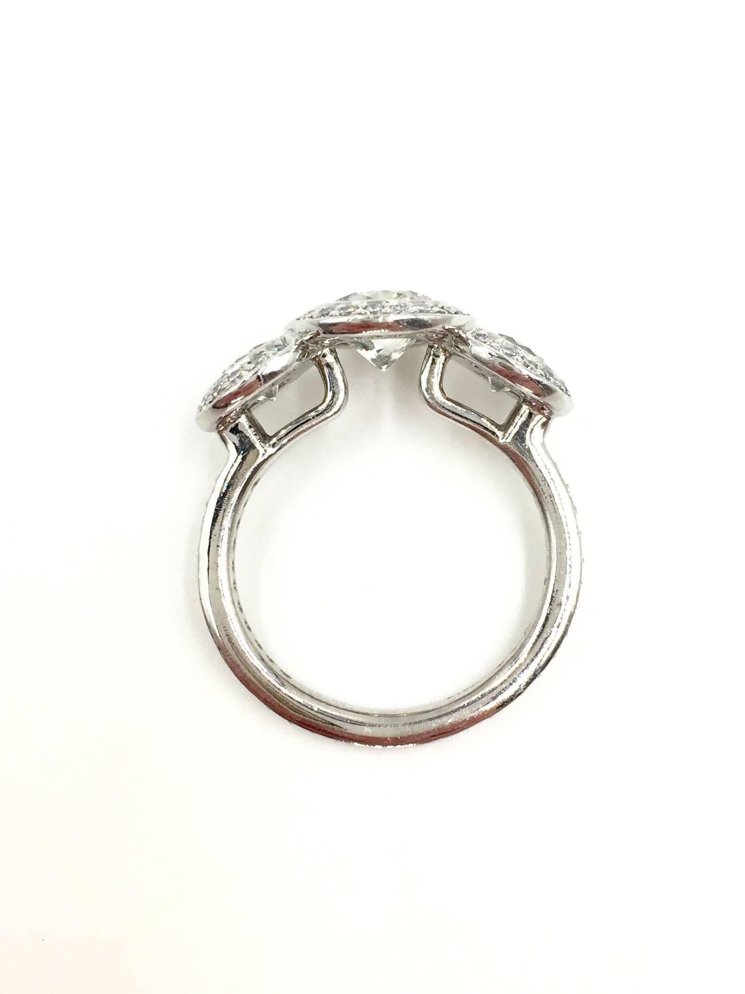 Women's GIA Certified 1.03 Carat Round Brilliant Diamond Three-Stone Ritani Ring For Sale