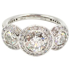 GIA Certified 1.03 Carat Round Brilliant Diamond Three-Stone Ritani Ring