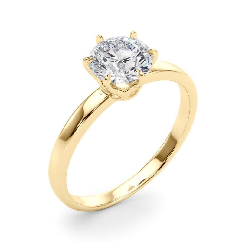 De las mujeres Anillo de Diamantes Tulipán Corona Solitario Redondo Certificado GIA de 1,03 Quilates en venta