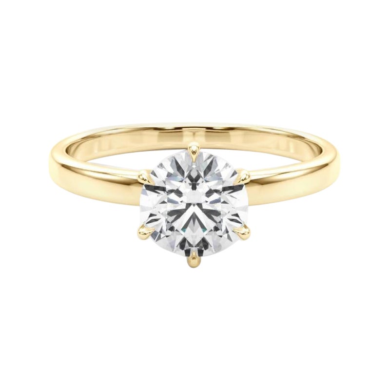 Bague diamant tulipe couronne solitaire ronde de 1,03 carat certifiée GIA
