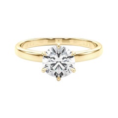 GIA Certified 1.03 Carat Round Solitaire Crown Tulip Diamond Ring