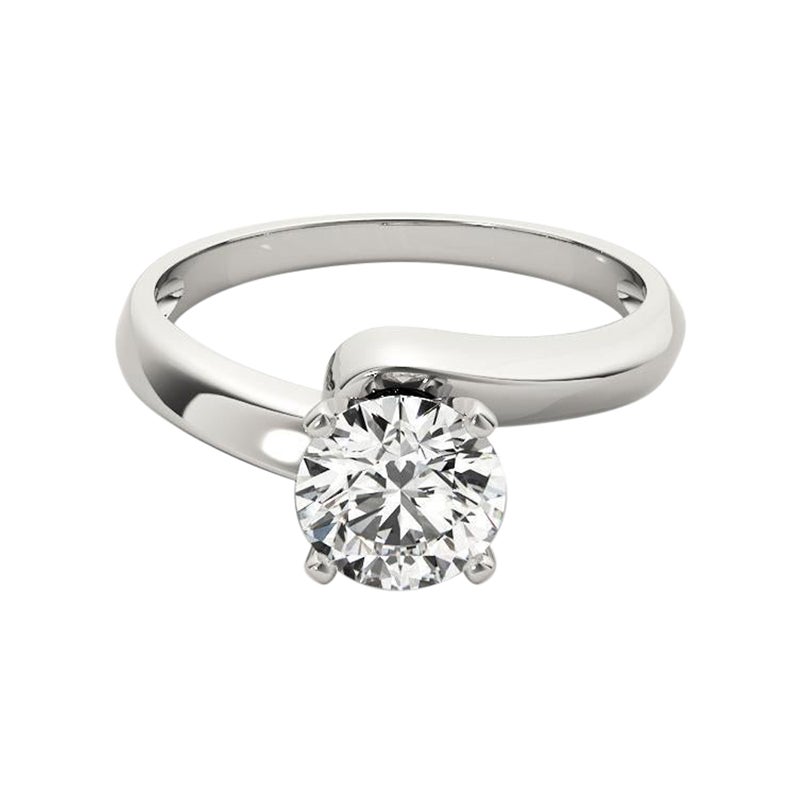 GIA Certified 1.03 Carat Round Solitaire Curved Band Diamond Ring