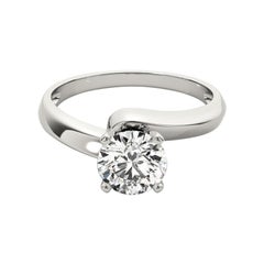 GIA Certified 1.03 Carat Round Solitaire Curved Band Diamond Ring