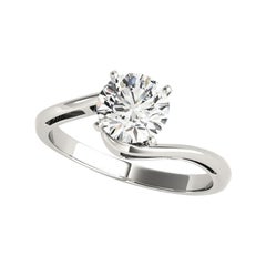 Bague à diamant certifié GIA de 1.03 carat solitaire rond à contournement incurvé
