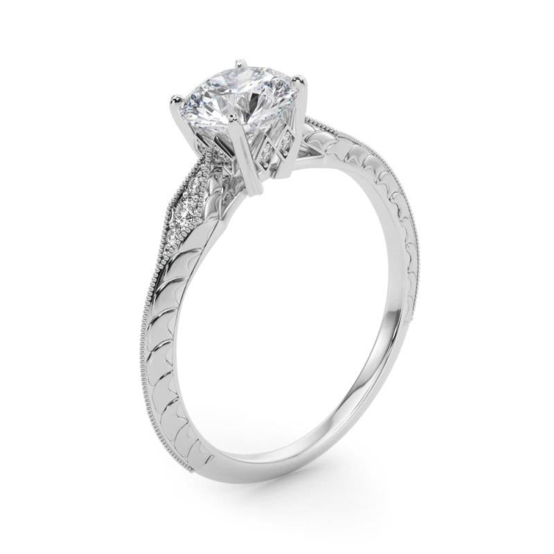 Anello con diamante solitario rotondo a lama di 1,03 carati certificato GIA in vendita 1