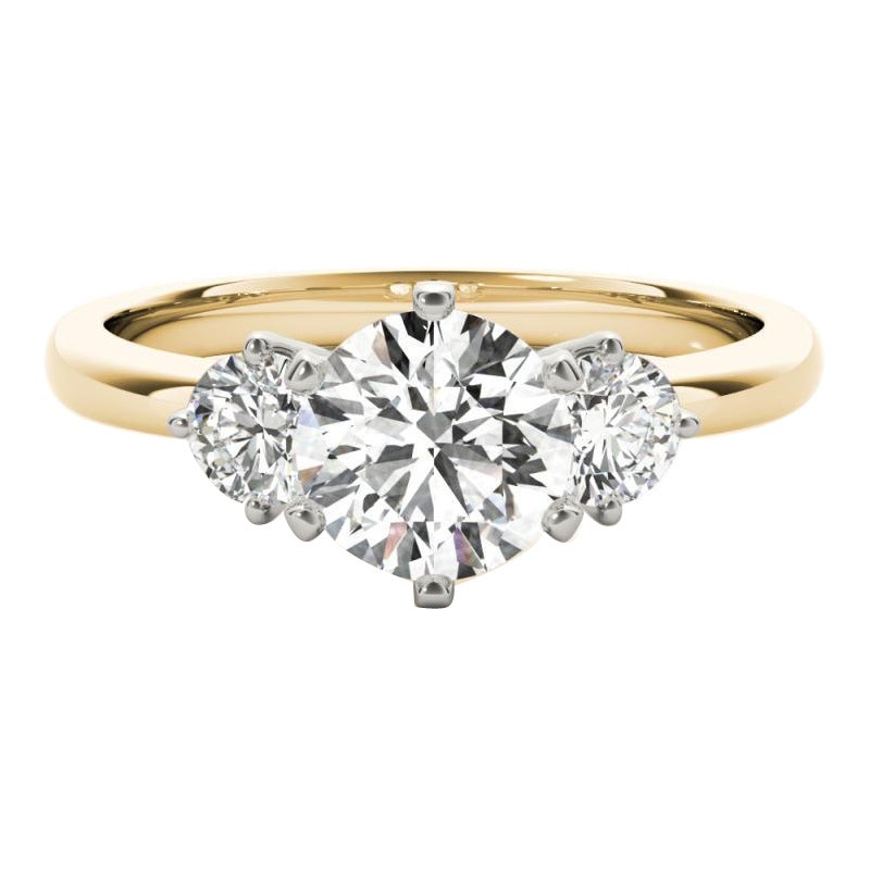 Anillo de diamantes de oro amarillo de 18 quilates, redondo, de 1,03 quilates, certificado por el GIA