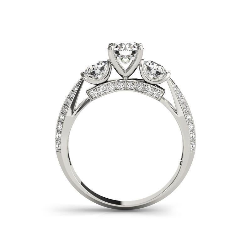 Taglio rotondo Anello di diamanti in platino a più file con tre pietre rotonde da 1,03 carati certificato GIA in vendita