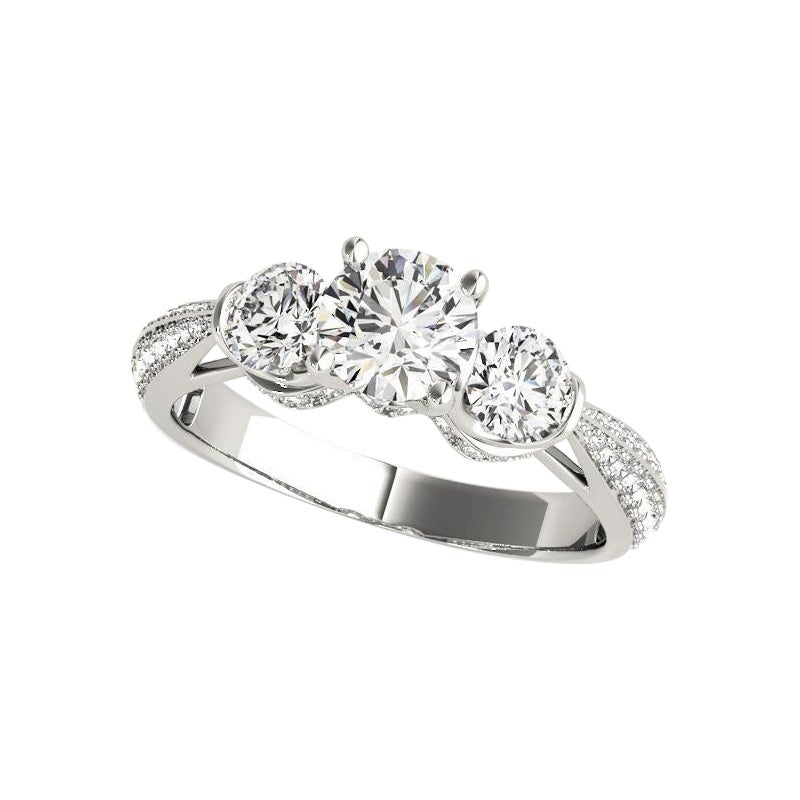 Anello di diamanti in platino a più file con tre pietre rotonde da 1,03 carati certificato GIA