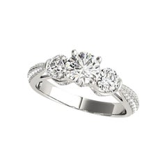 GIA Certified 1.03 Carat Round Three-Stone Multi-Row Platinum Diamond Ring