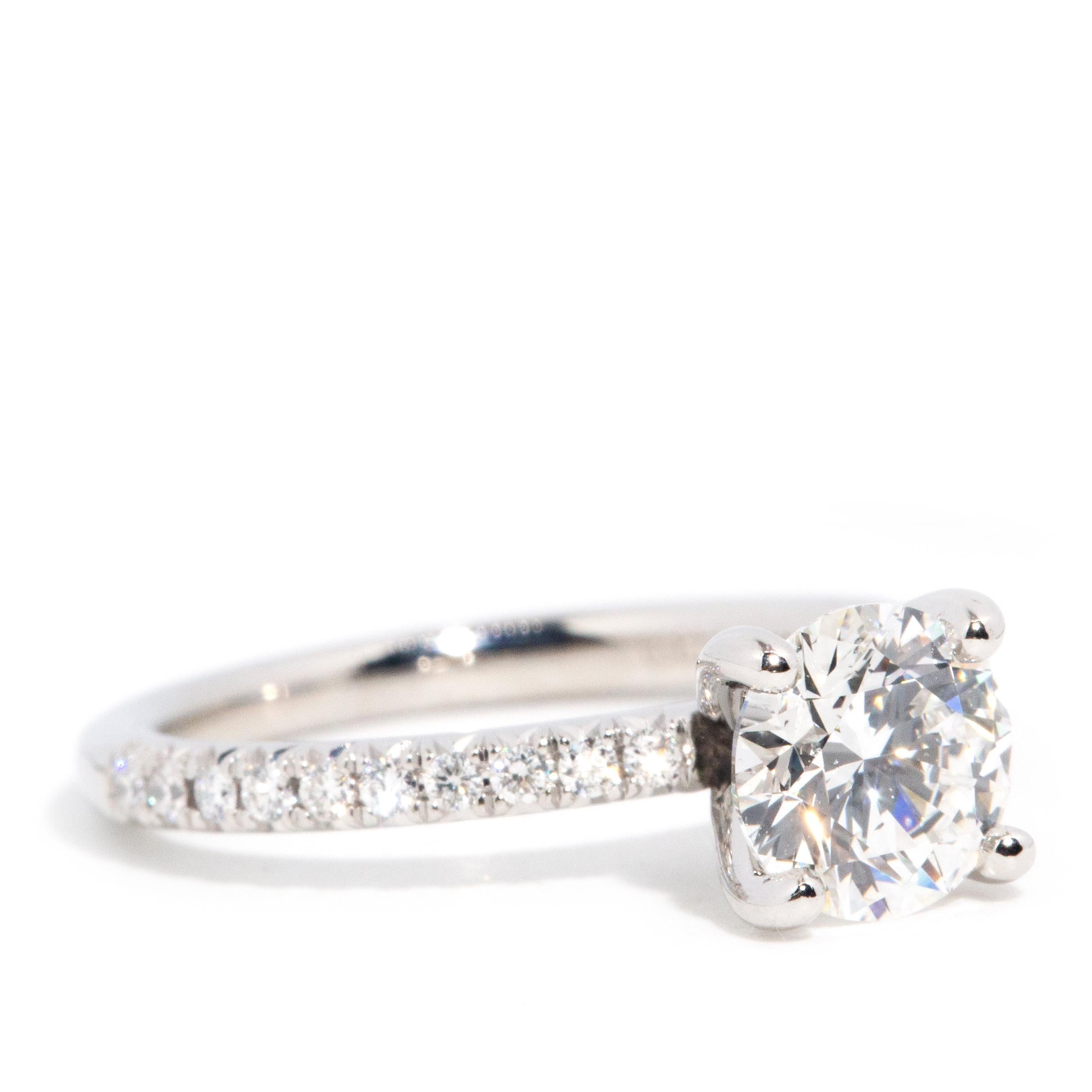 Contemporary GIA Certified 1.03 Carat Solitaire Brilliant Diamond Platinum Engagement Ring