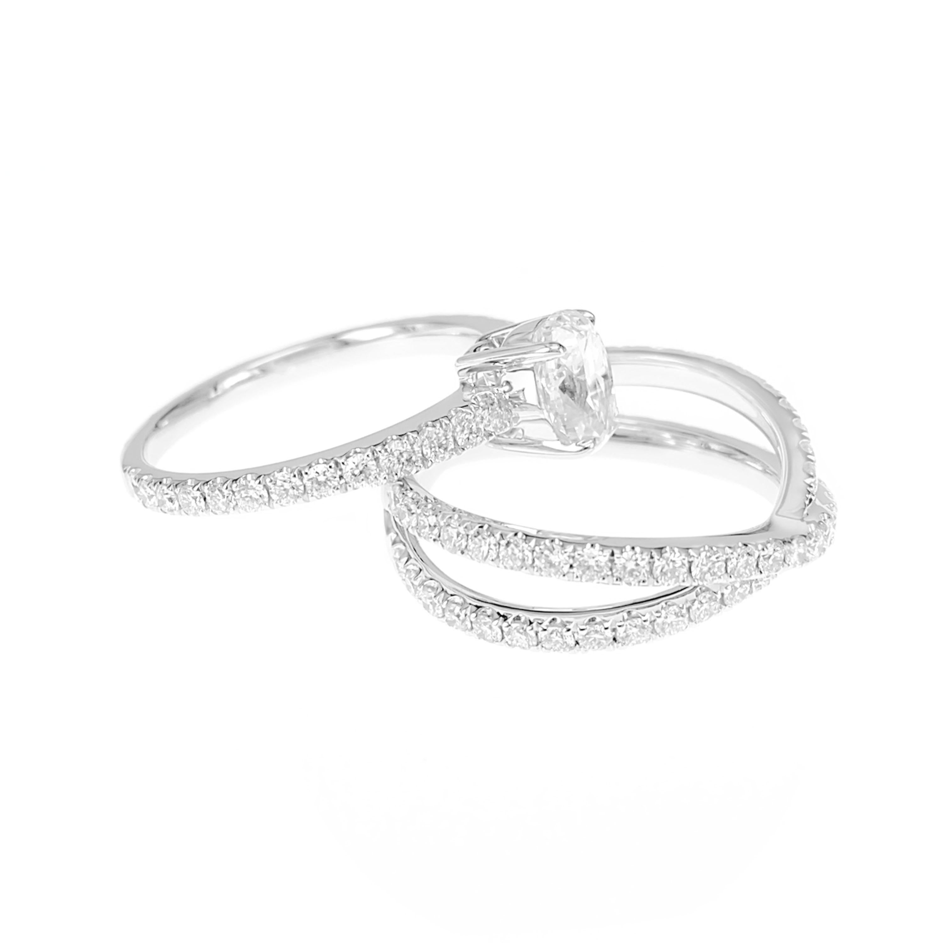 GIA zertifizierter 1,03 Karat weißer Diamant Oval Solitär Hochzeit Braut Ring (Art nouveau) im Angebot
