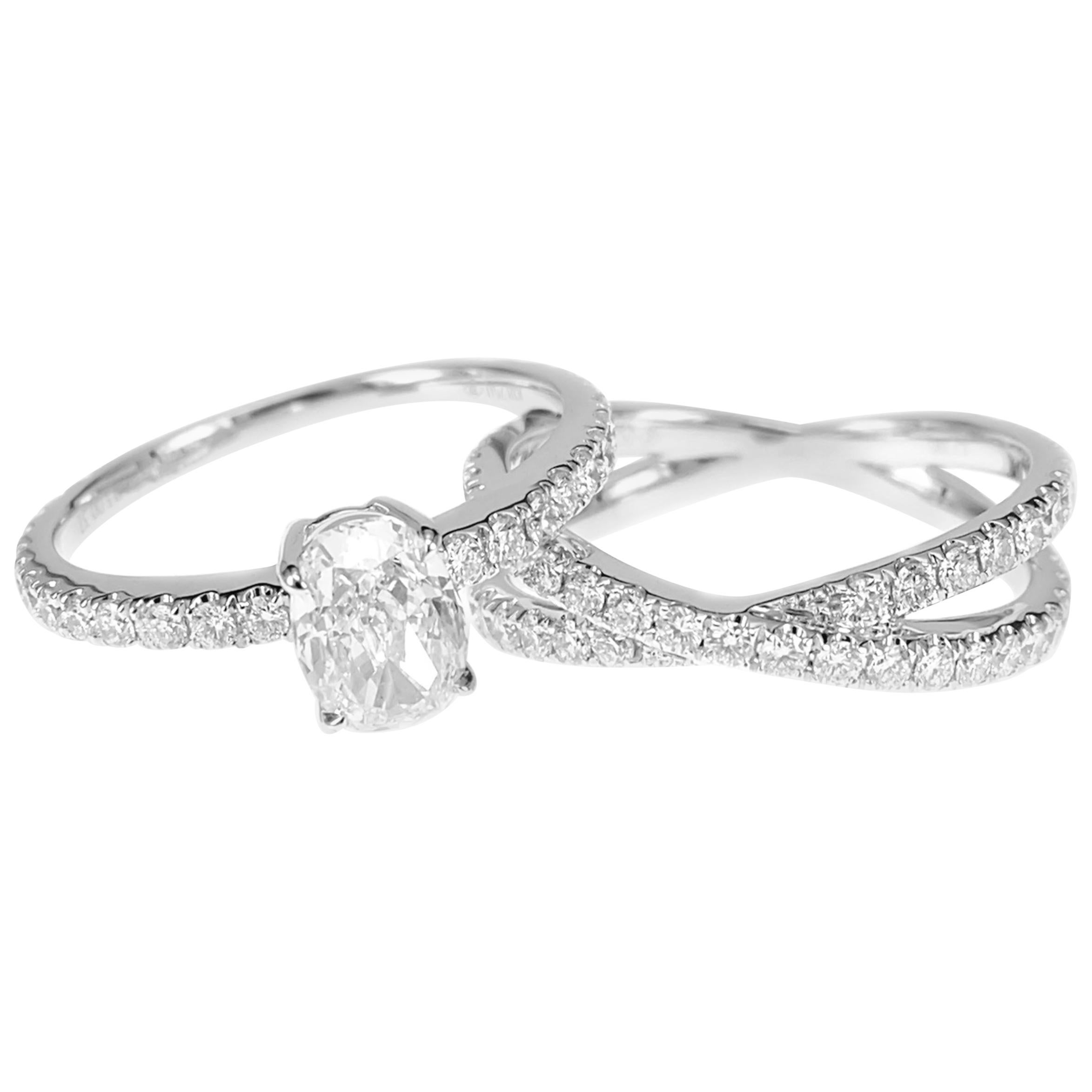 GIA zertifizierter 1,03 Karat weißer Diamant Oval Solitär Hochzeit Braut Ring im Angebot