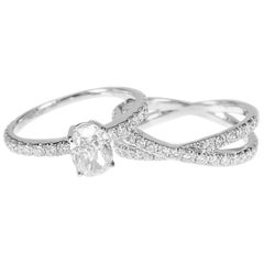 Bague de mariage solitaire ovale de 1,03 carat en diamant blanc certifié par le GIA