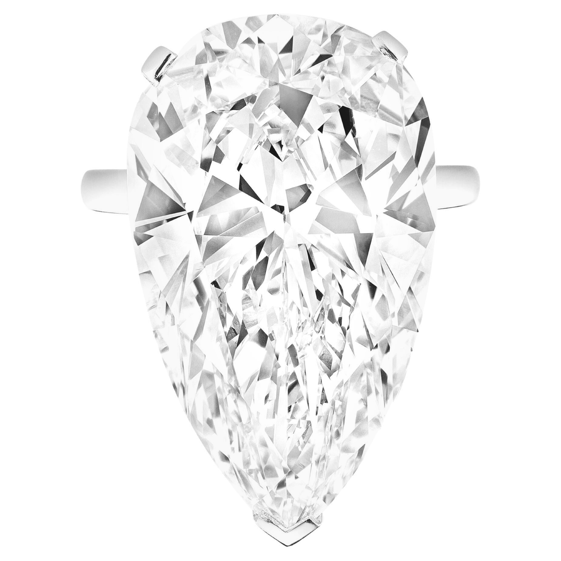 GIA Certified 10.32 Carat Pear Shape Diamond Platinum Solitaire Ring