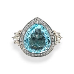 GIA Certified 10.33 Carat Paraiba Tourmaline Fancy Diamond White Gold Ring
