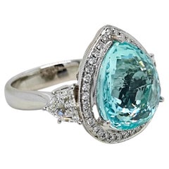 GIA Certified 10.33 Carat Paraiba Tourmaline Fancy Diamond White Gold Ring