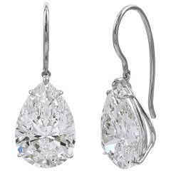 Issac Nussbaum GIA Certified 10.33 Carat Pear Shape Diamond Drop Earrings