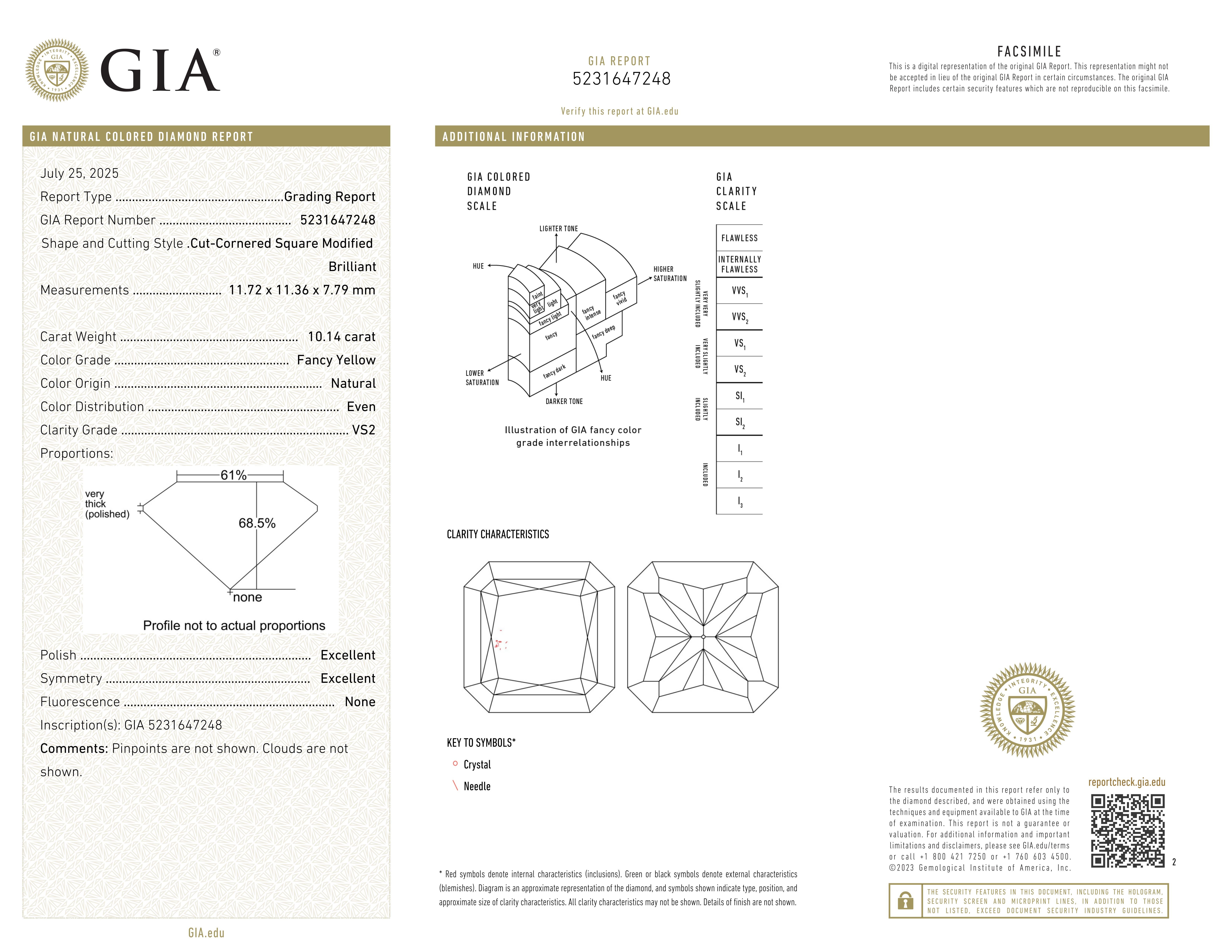 Bague en diamant jaune élégant de 10.34 carat certifié par le GIA Unisexe en vente