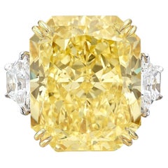 GIA Certified 10.35 Carat Fancy Yellow Clarity Radiant Diamond Ring