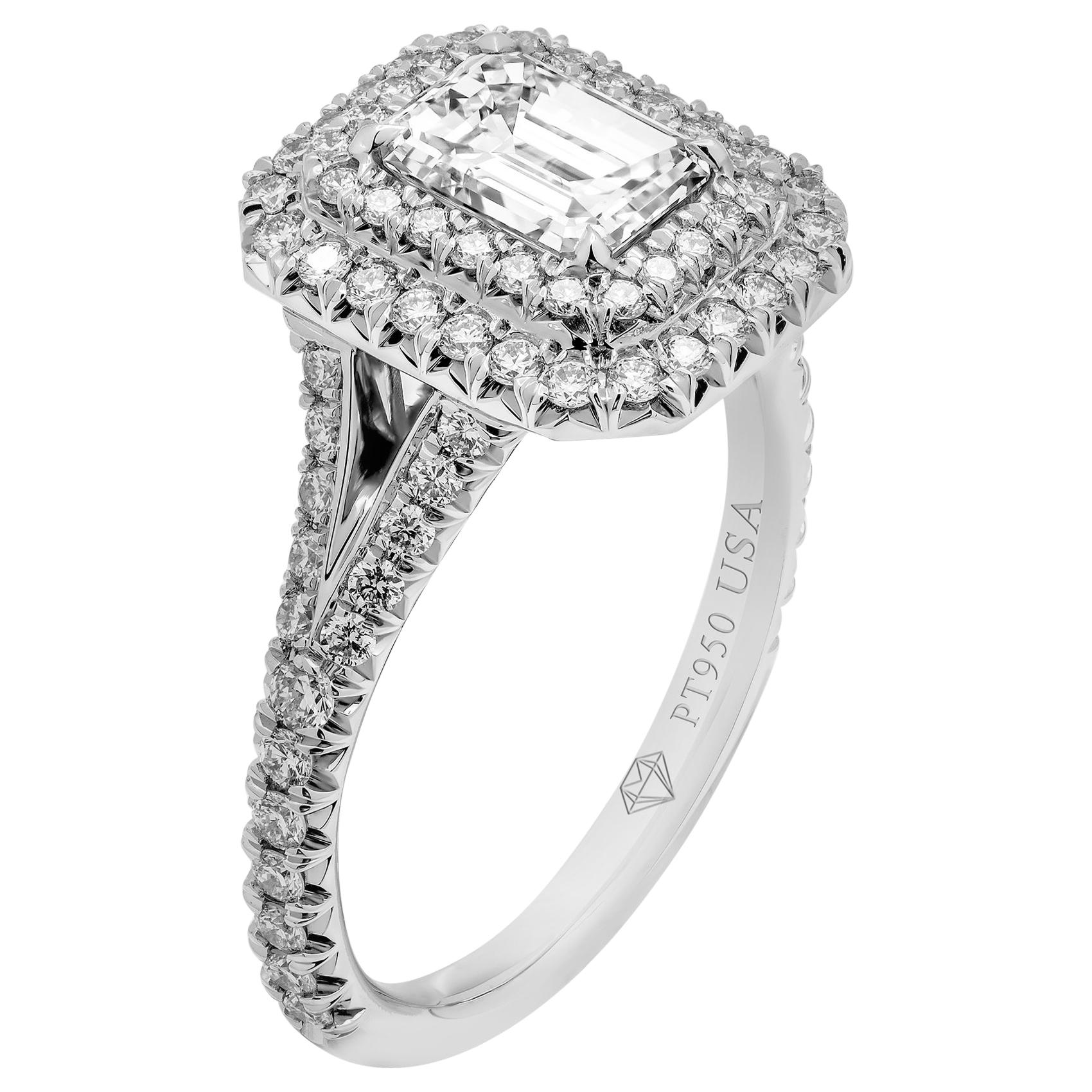 GIA Certified 1.03 Carat Emerald Cut Engagement Ring For Sale