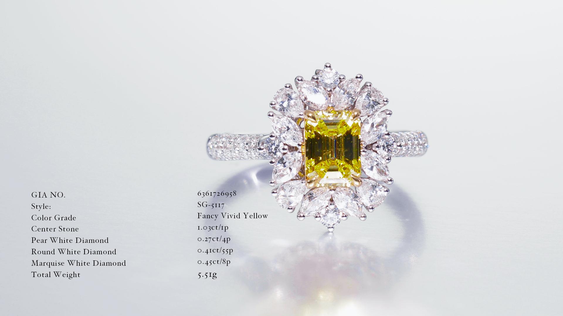 Women's GIA Certified, 1.03ct Fancy Vivid Yellow Emerald Cut Solitaire Diamond ring 18KT For Sale