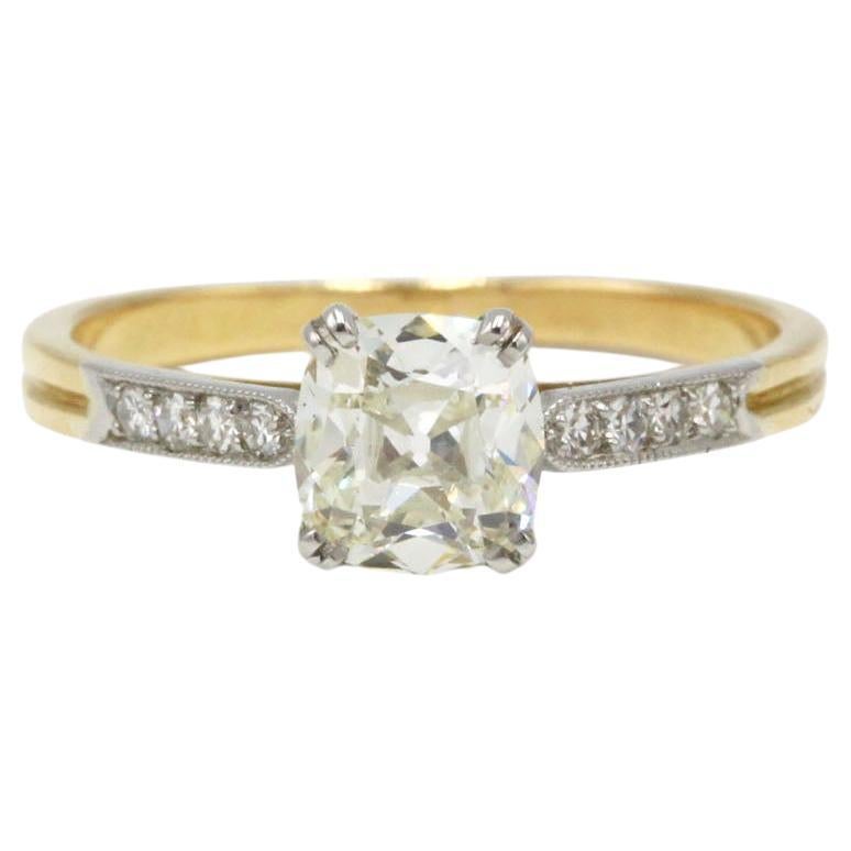 GIA Certified 1.03ct Old Mine Cut Diamond Solitaire Ring in 18K Gold