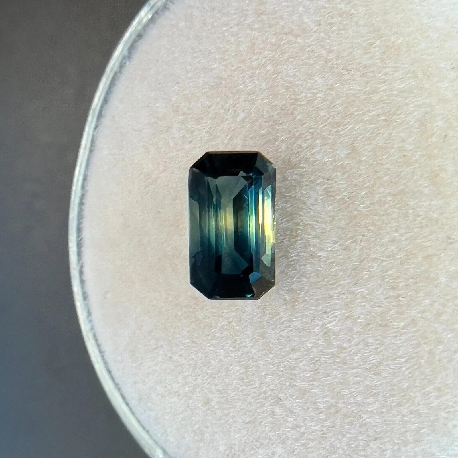 GIA zertifiziert 1,03ct Parti Farbe australischer Saphir Blau Gelb Unbehandelter Edelstein (Smaragdschliff)