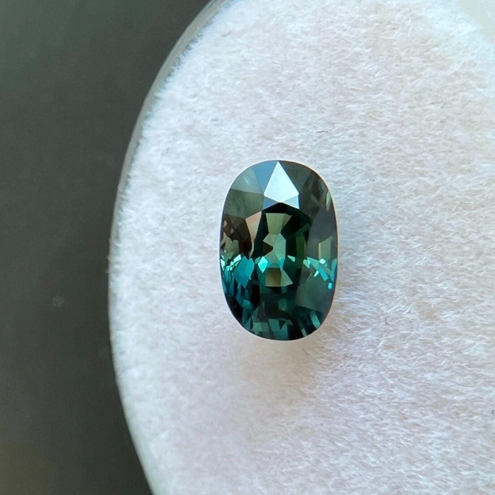 GIA Certified 1.03Ct Sapphire Natural Vivid Green Blue Untreated 6.8X4.3Mm IF In New Condition For Sale In Birmingham, GB