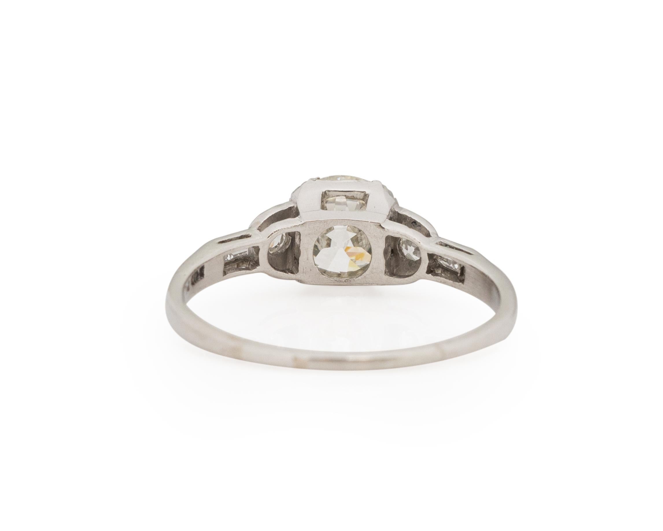 GIA zertifizierter 1,04 Karat Art Deco Diamant Platin Verlobungsring (Alteuropäischer Schliff) im Angebot
