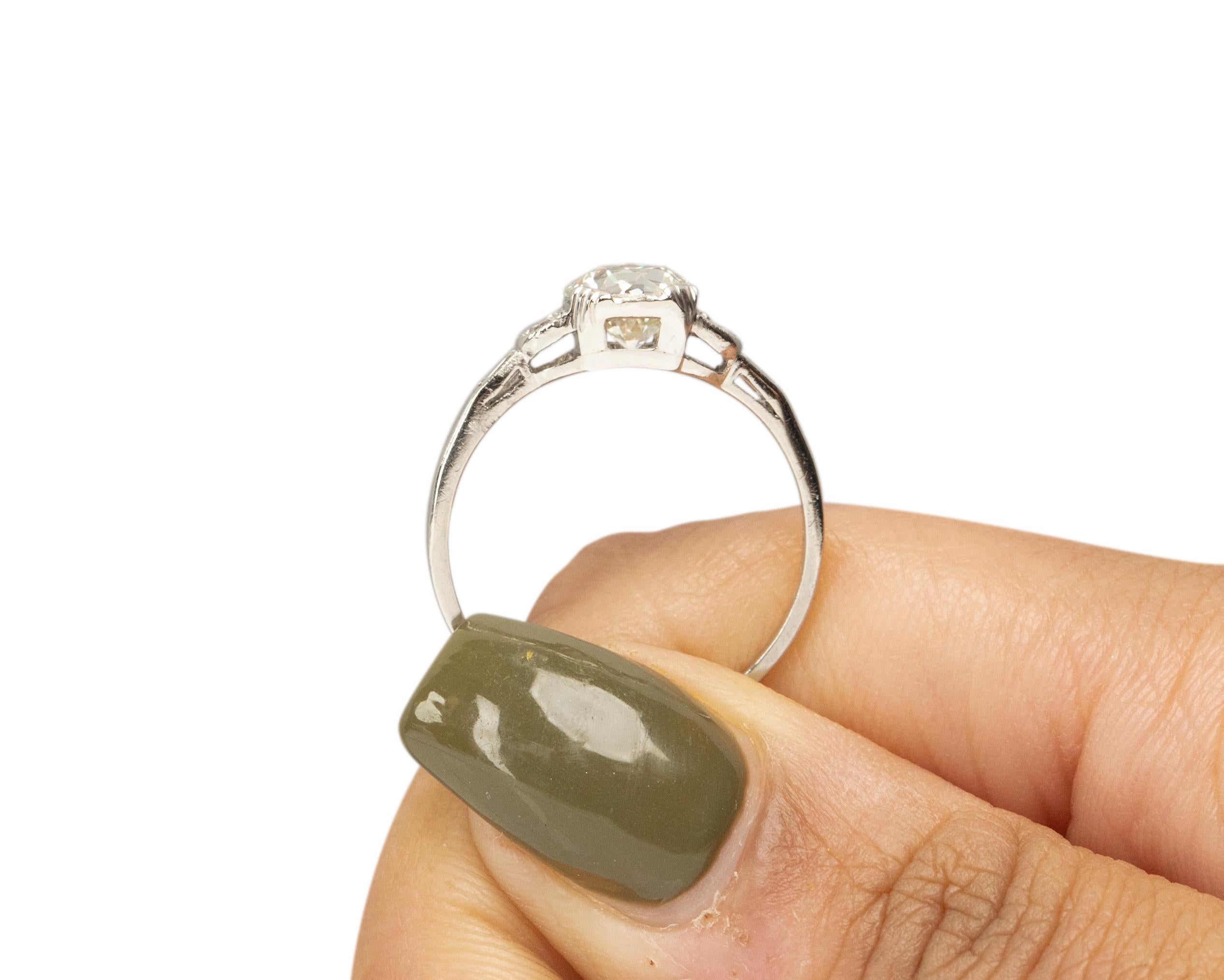 GIA Certified 1.04 Carat Art Deco Diamond Platinum Engagement Ring For Sale 3