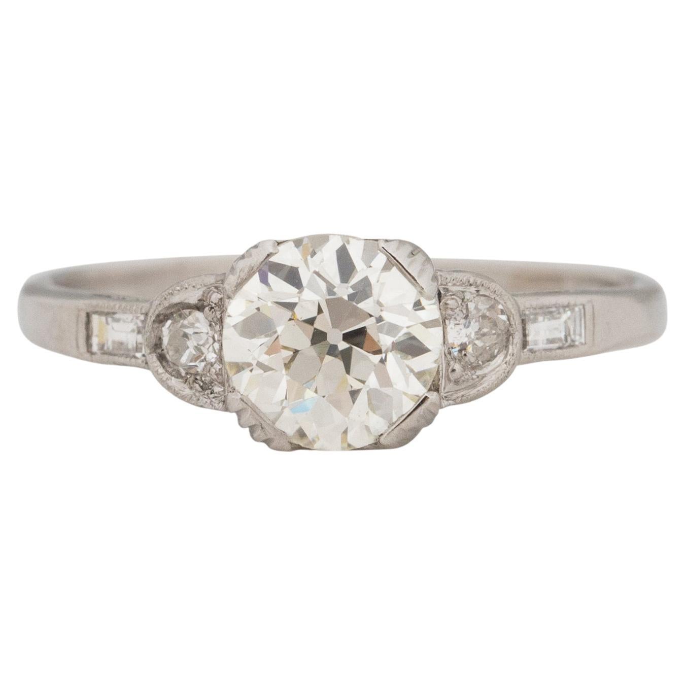 GIA zertifizierter 1,04 Karat Art Deco Diamant Platin Verlobungsring