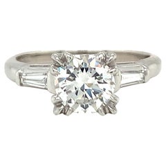 Vintage GIA Certified 1.04 Carat Diamond Platinum Engagement Ring